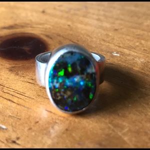 Natural opal silver ring